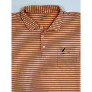 B. Draddy USA Mens XL Orange White Stripe Pocket Polo Shirt Golf Casual